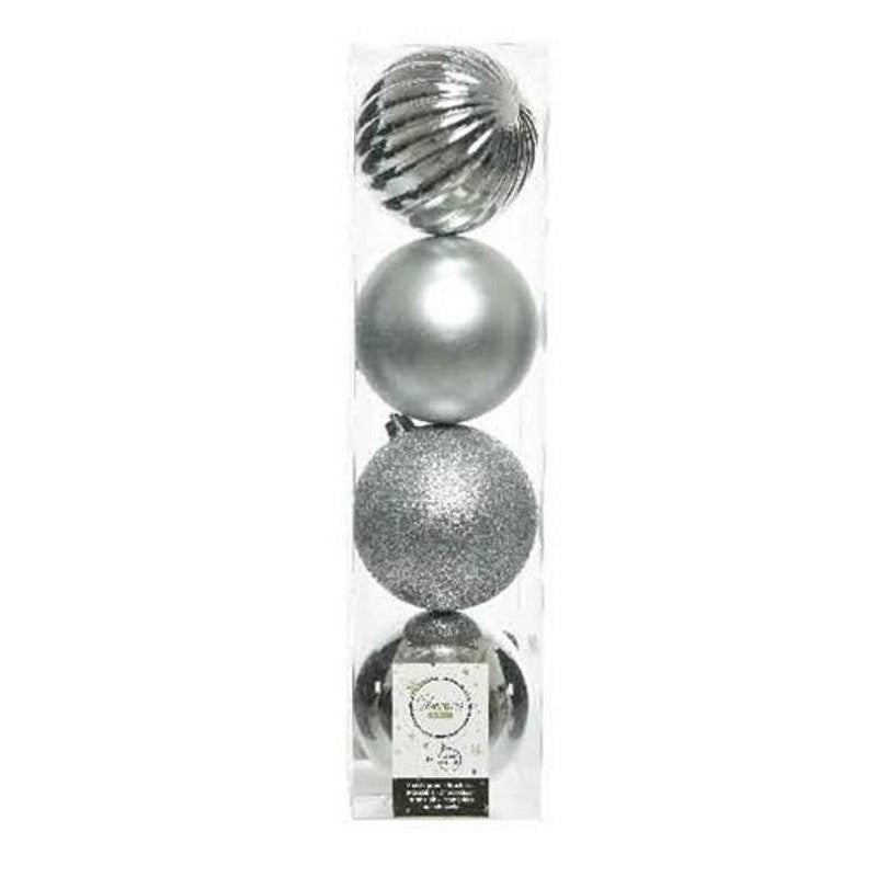 Palline di natale set 4 pezzi argento diametro 10cm Kaemingk Palline di natale set 4 pezzi argento diametro 10cm Kaemingk